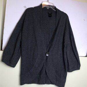 Ann Taylor Y2K Wool Round Hem Ballon Sleeve Cardigan Sweater Top Button Oversize